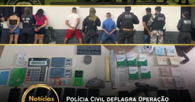 Na manhã desta terça-feira (25), a Polícia Civil deflagrou a Operação Flagelo em Paragominas, cumprindo dois mandados de prisão preventiva e quatro de busca e apreensão. A ação resultou na apreensão de drogas, armas, dinheiro e materiais ligados ao tráfico, além da prisão em flagrante de quatro suspeitos. Entre os itens apreendidos estavam uma pistola calibre .40, munições, celulares, balança de precisão, dinheiro e cadernos de contabilidade do tráfico.