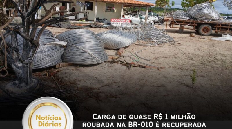 Carga de quase R$ 1 milhão roubada na BR-010 é recuperada pela PM em sítio de Ulianópolis