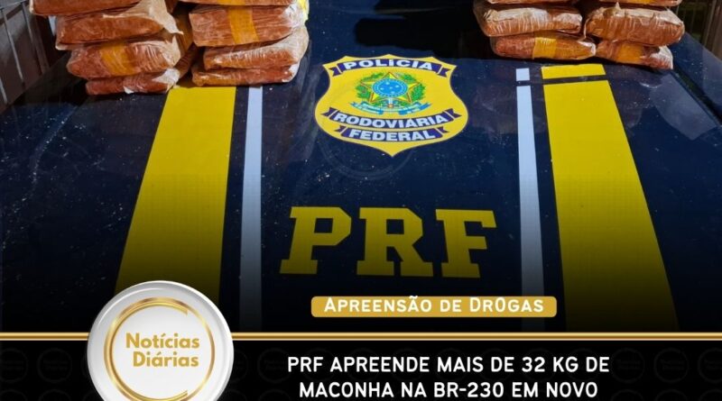 PRF apreende mais de 32 kg de maconha na BR-230 em Novo Repartimento
